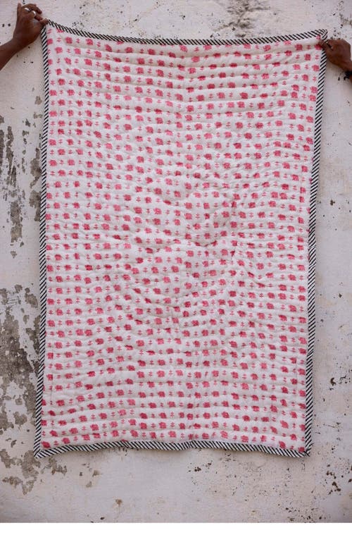 CQC LA Pink Elephant Baby Quilt - Baby in White, Pink  product