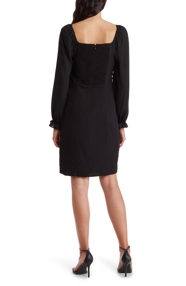 Nicole Miller Lora Ruched Crepe Dress, Alternate, color, Very Black