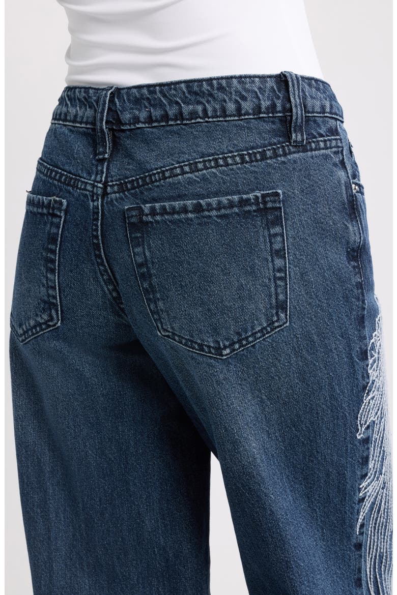 Britney Wing Embroidered Wide Leg Jeans, Alternate, color, 35D - DARK WASH