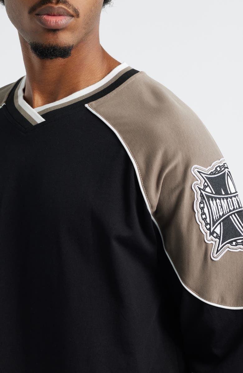 MEMORY LANE Oversize M Shield Hockey Jersey, Alternate, color, Black