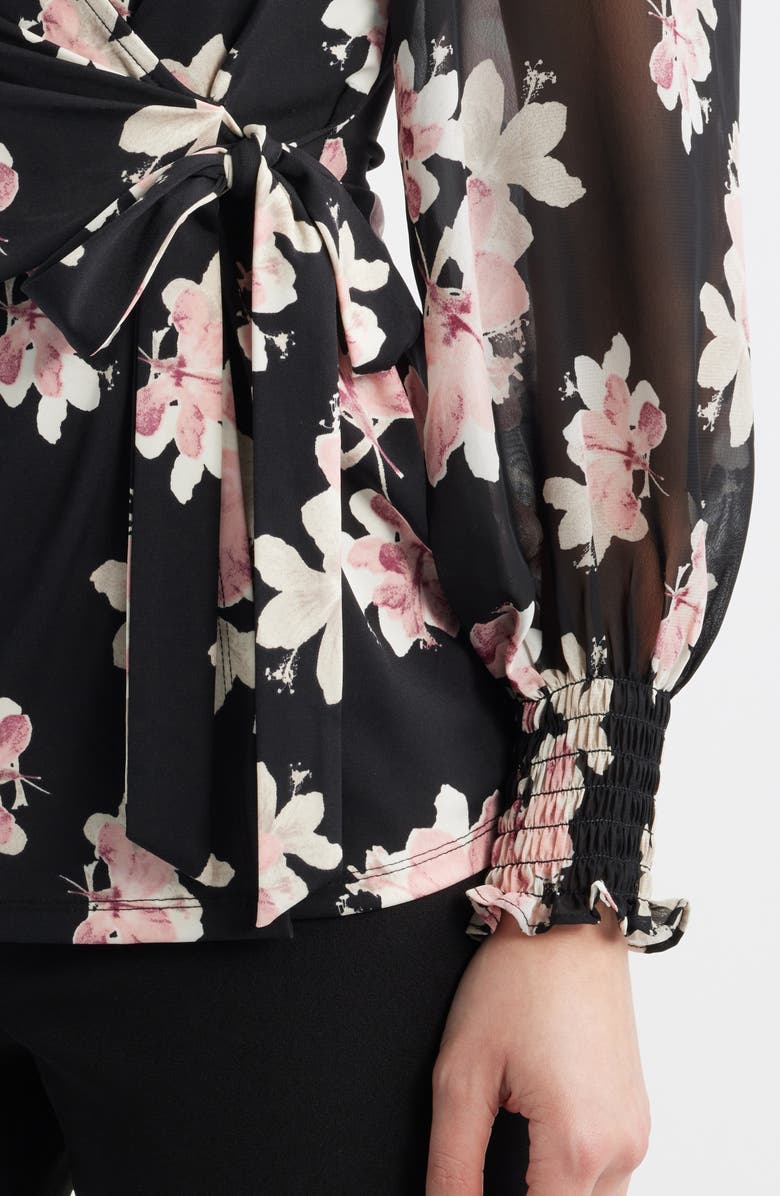 Anne Klein Floral Print Wrap Top, Alternate, color, 