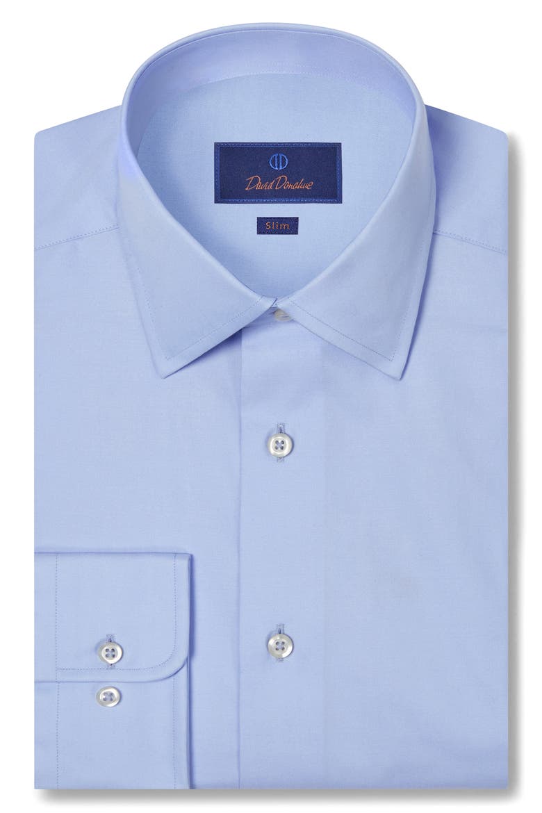 Slim Fit Super Fine Twill Dress Shirt, Main, color, SKY