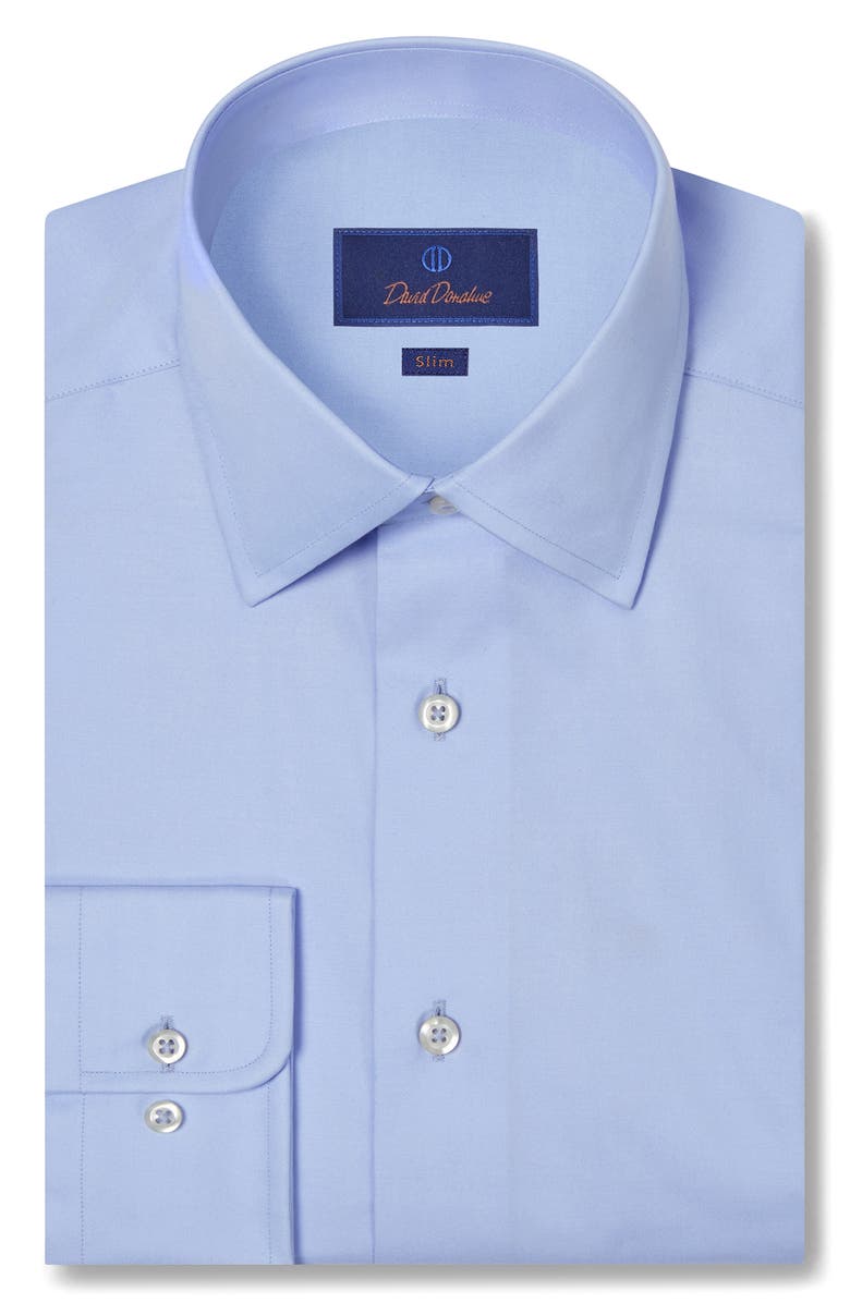 David Donahue Slim Fit Super Fine Twill Dress Shirt, Main, color, Sky
