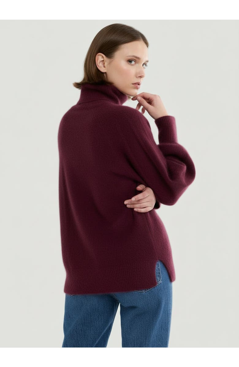 Majestic Filatures Ultra Soft Knit Long Sleeve Turtleneck Sweater, Alternate, color, Bordeaux