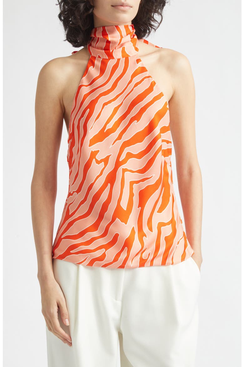 Izzie Zebra Stripe Halter Top, Main, color, SUNRISE ZEBRA