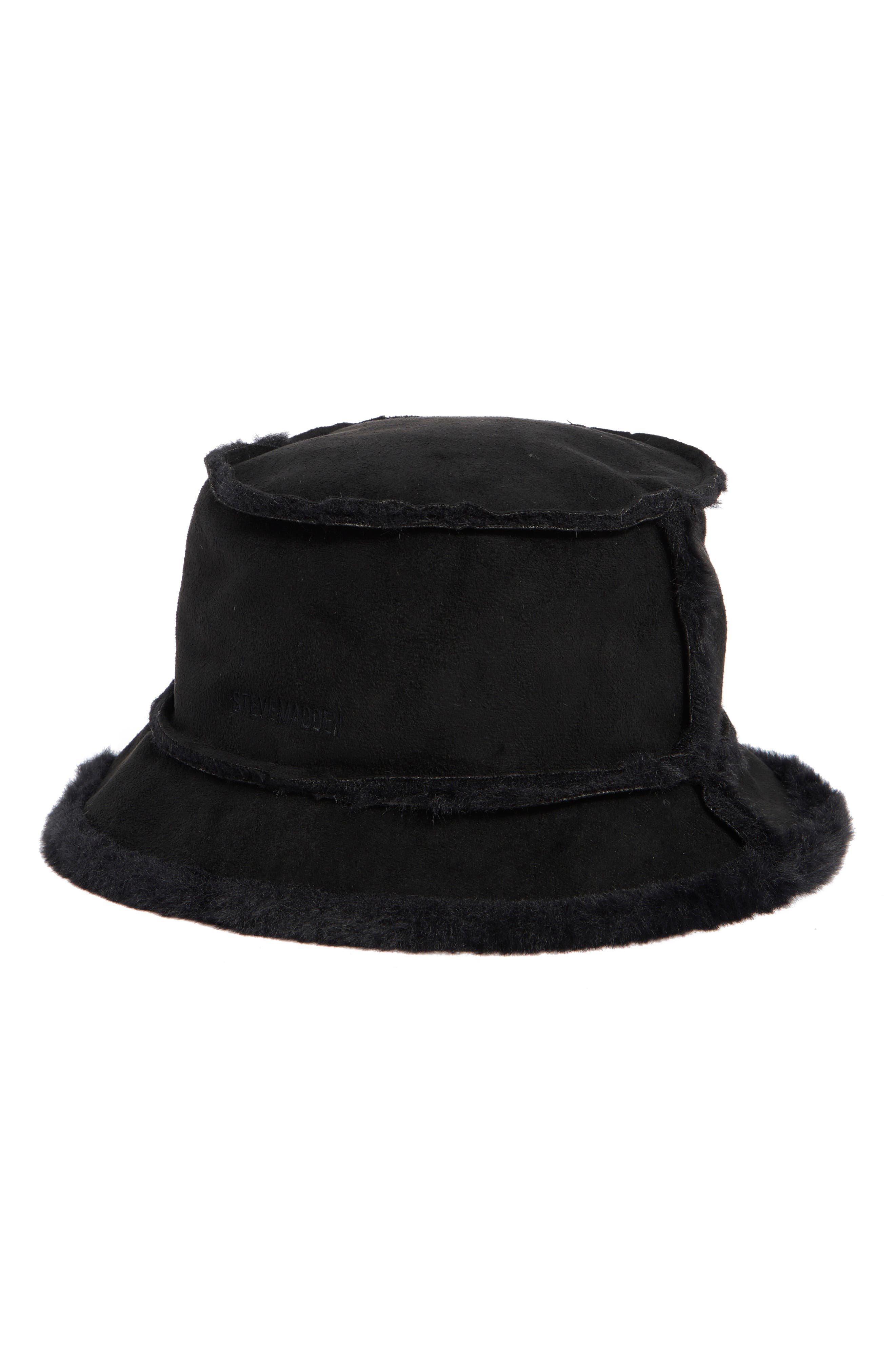 Steve Madden Mai Faux Fur Trim Bucket Hat