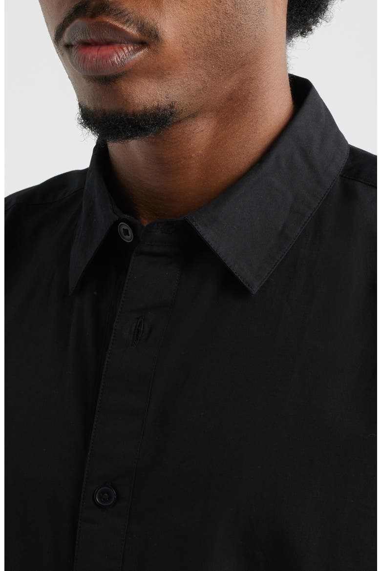 Crop Short Sleeve Cotton Poplin Button-Up Shirt, Alternate, color, BLACK