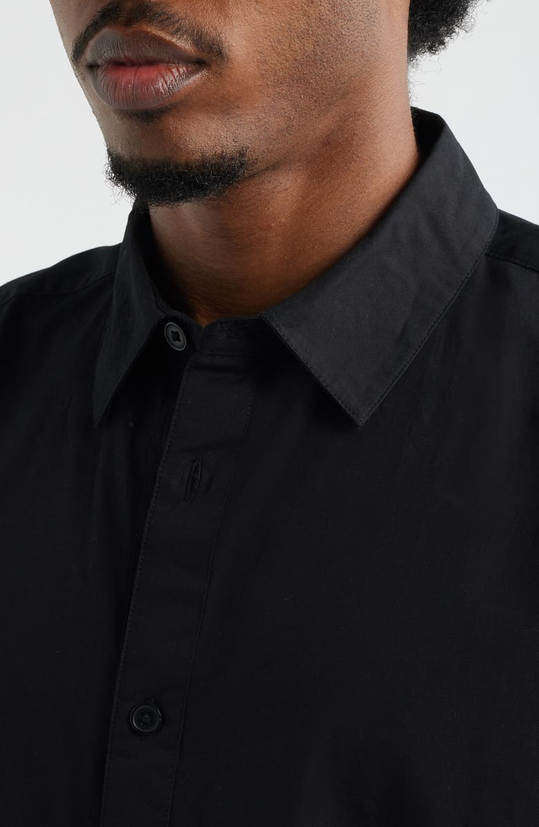 Topman Crop Short Sleeve Cotton Poplin Button-Up Shirt, Alternate, color, Black