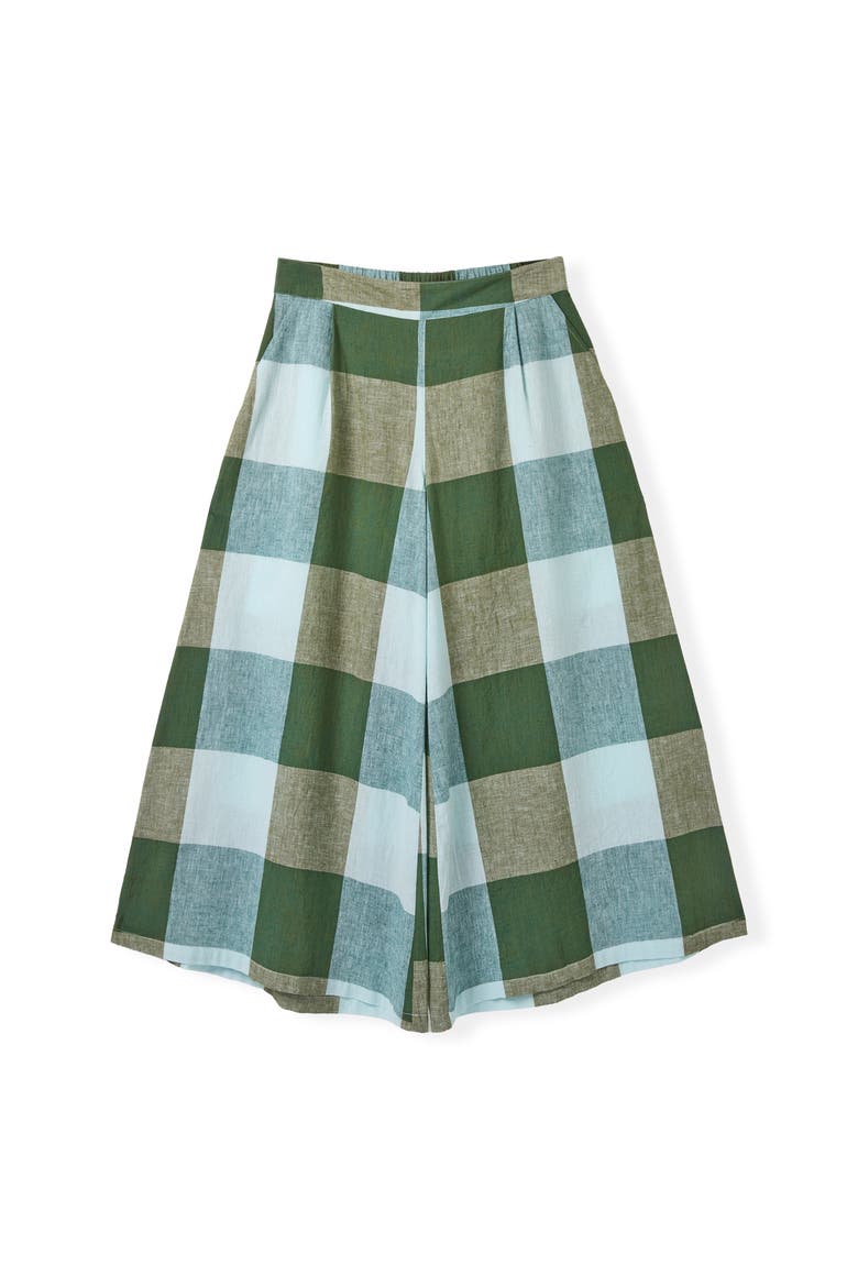 Wide Leg Ankle Grazer Culottes, Alternate, color, Green Multi Check