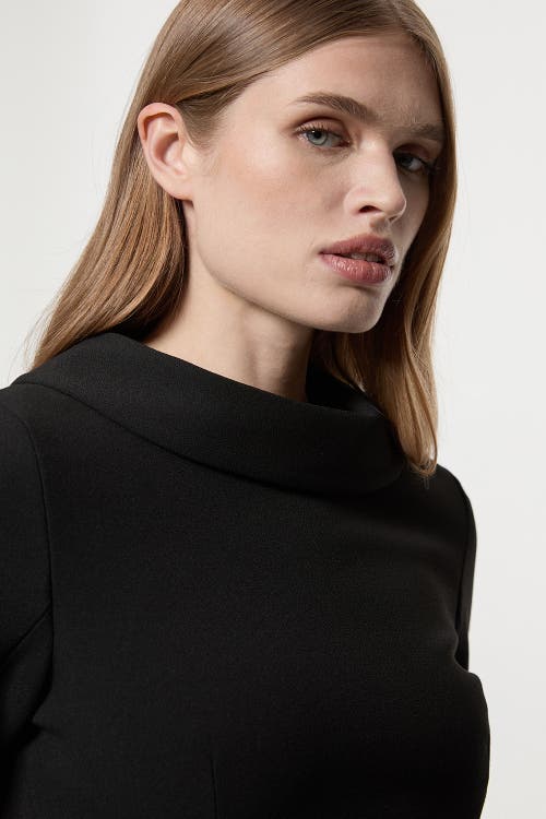 Karen Millen Crepe Roll Neck Midi Dress In Black