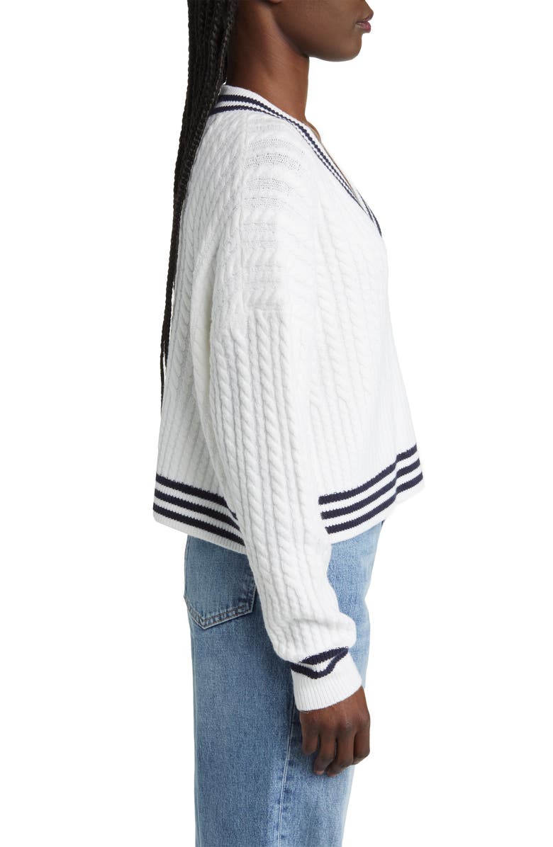 French Connection Babysoft V-Neck Cable Knit Sweater, Alternate, color,