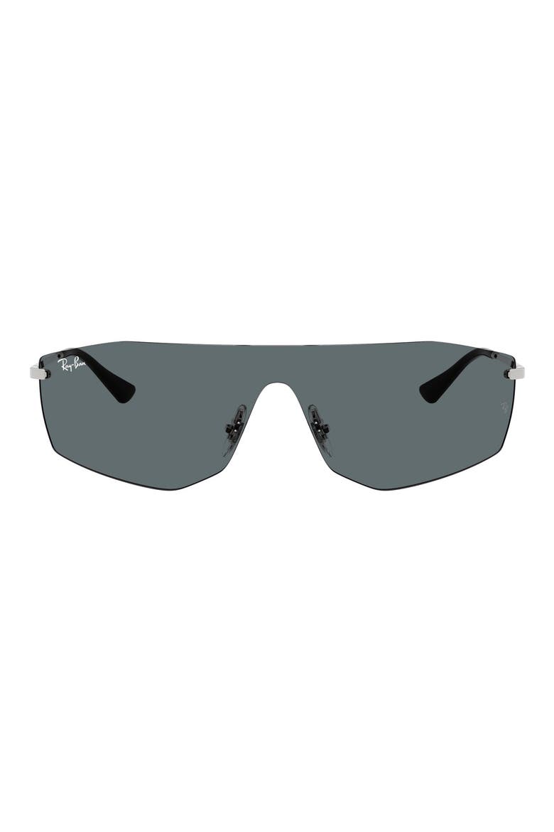 Alix Bio-Based 141mm Rimless Shield Sunglasses, Main, color, SILVER / GREY