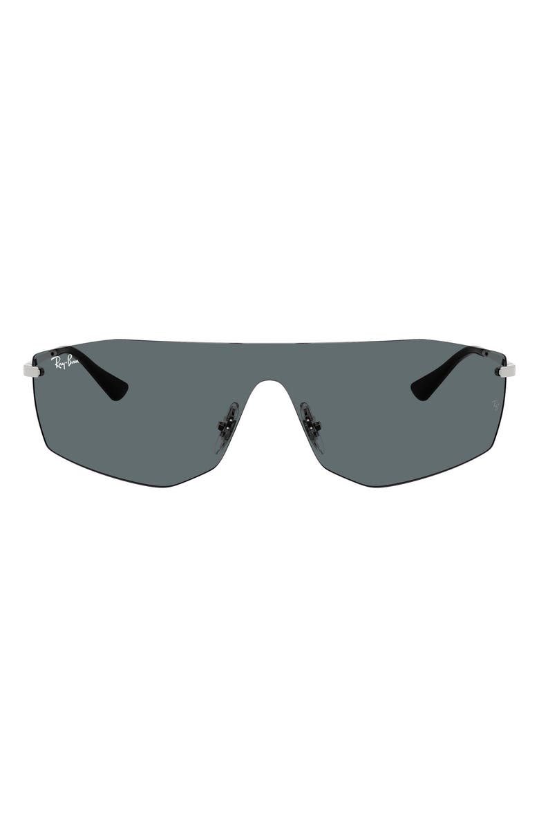 Ray-Ban Alix Bio-Based 141mm Rimless Shield Sunglasses, Main, color, Silver / Grey