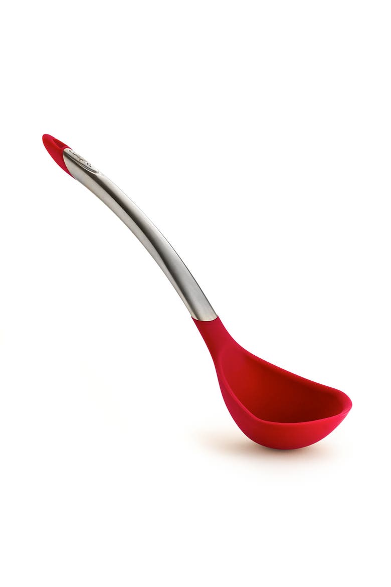Silicone & Stainless Steel 12.25-Inch Ladle, Main, color, Red