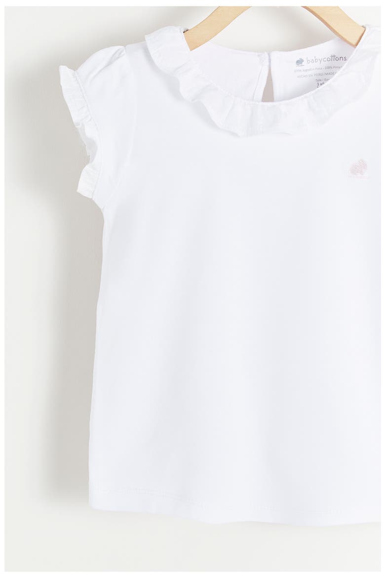 Premium Peruvian Pima Cotton Essentials Detailed Collar Top for Toddler, Alternate, color, WHITE