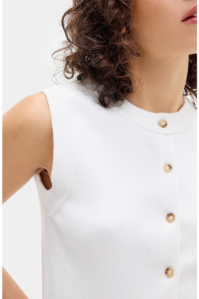 Front Button Knit Sweater Vest, Alternate, color, WHITE