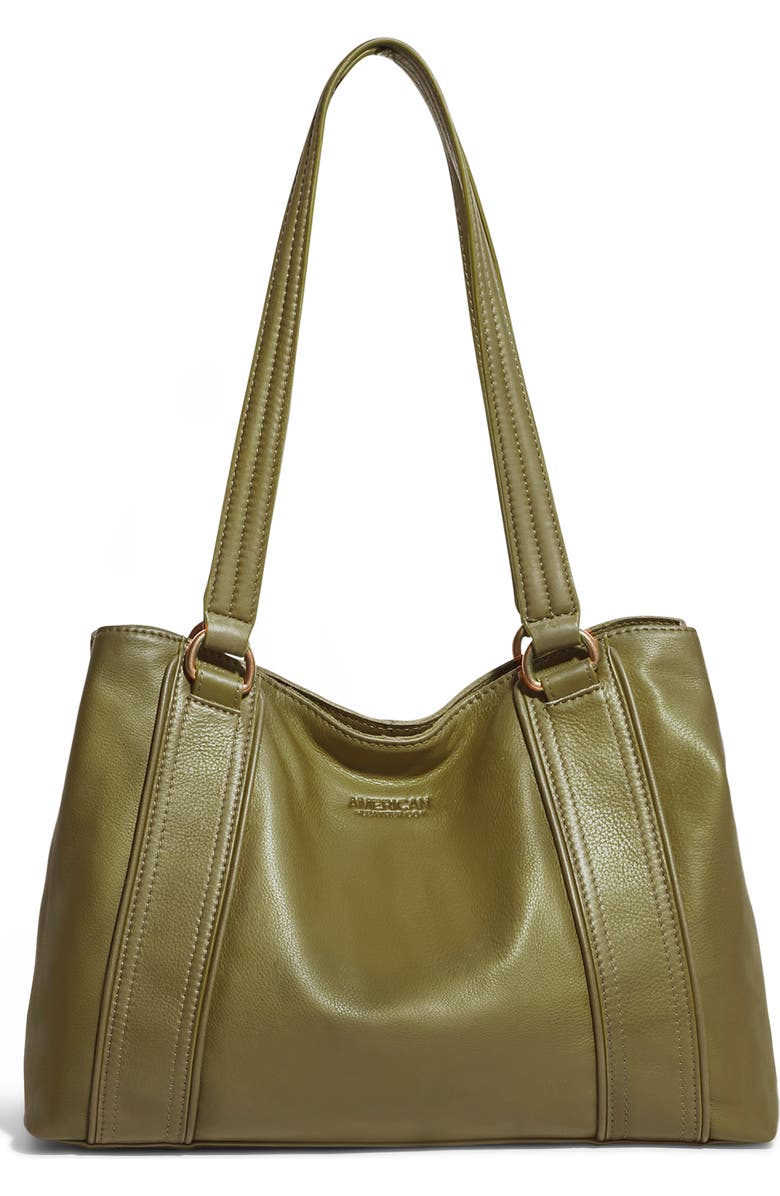 AMERICAN LEATHER CO. Val Perfect Satchel Bag, Main, color, Cardamom Seed Smooth