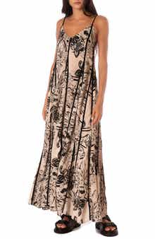 Maaji Sepia Fiori Lily Linen Blend Cover-Up Maxi Dress