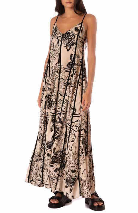 Maaji Sepia Fiori Lily Linen Blend Cover-Up Maxi Dress