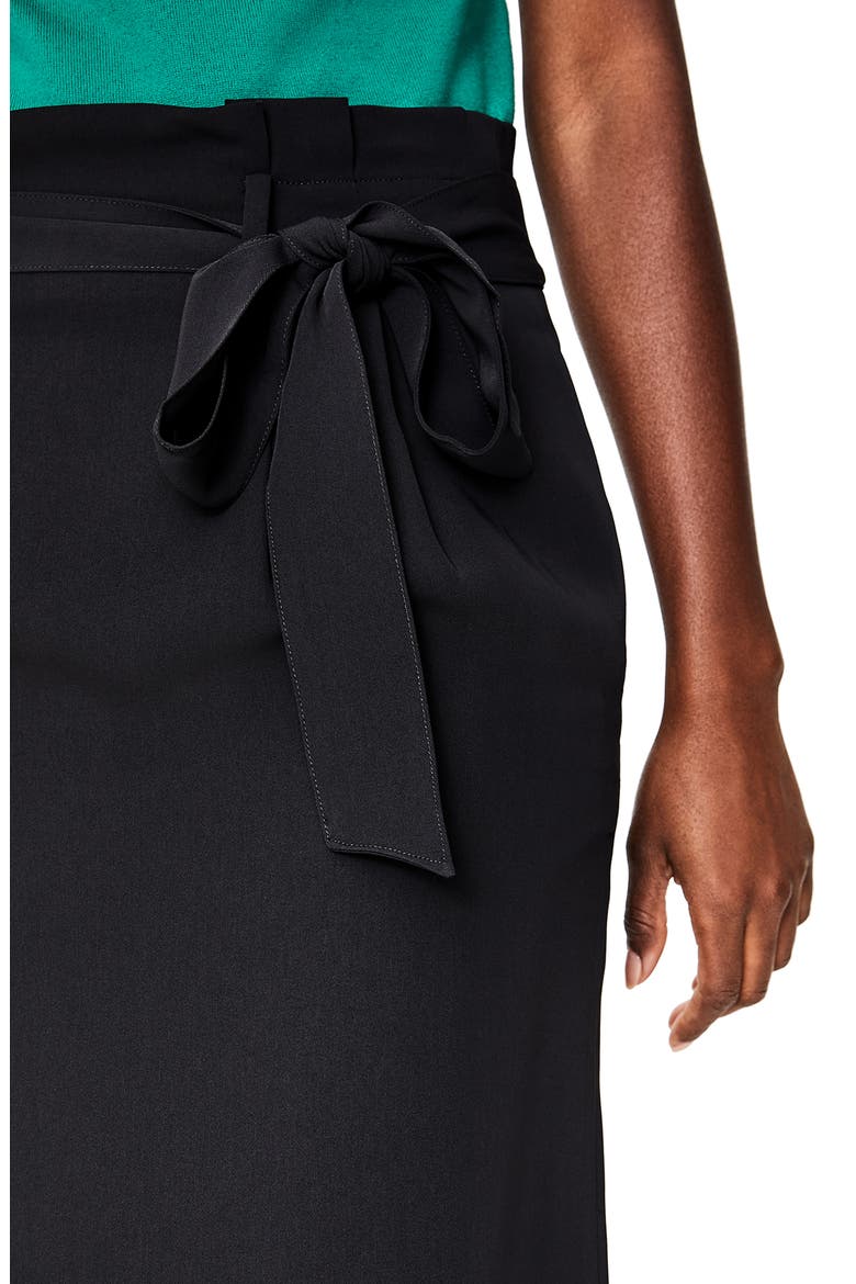Melina Paperbag Waist Midi Skirt, Alternate, color, BLACK