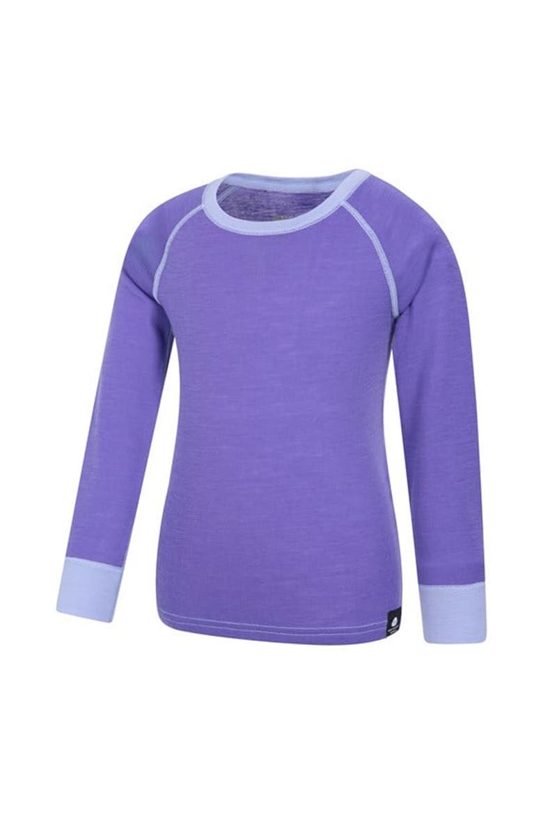 Childrens/Kids Merino II Contrast Round Neck Base Layer Top, Alternate, color, Purple
