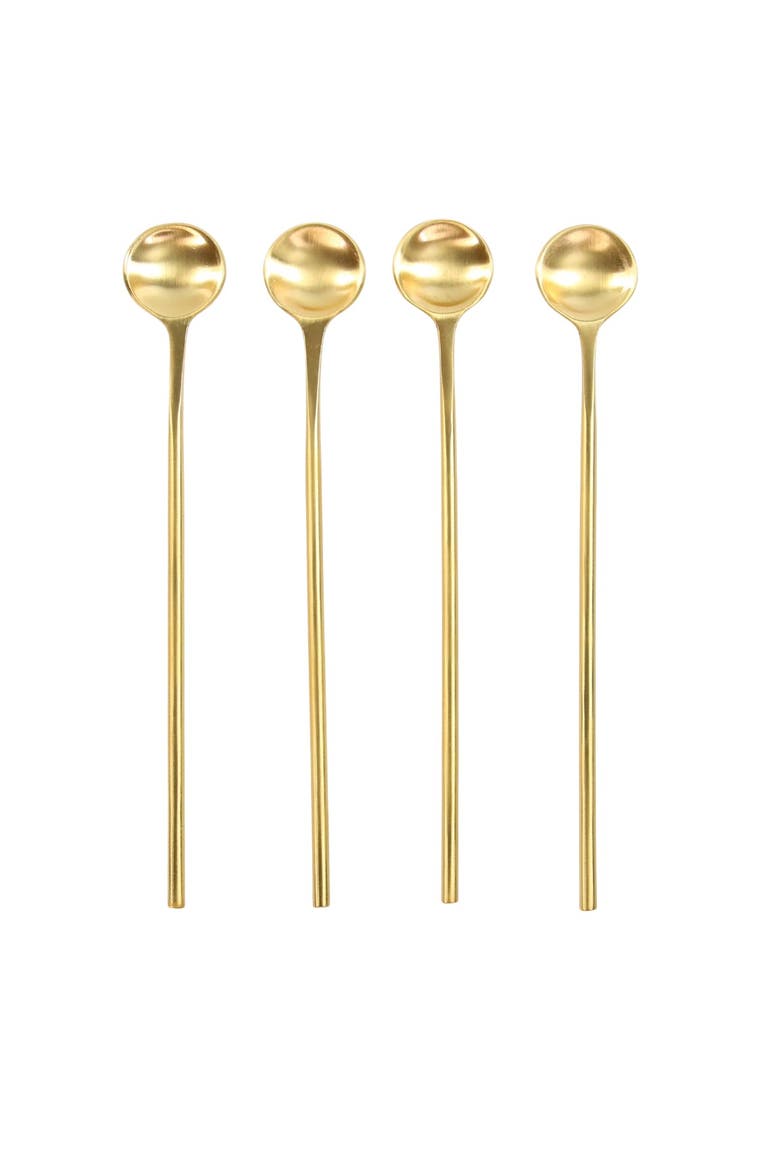 Luxe Thin Long Spoons - Set of 4, Main, color, Gold
