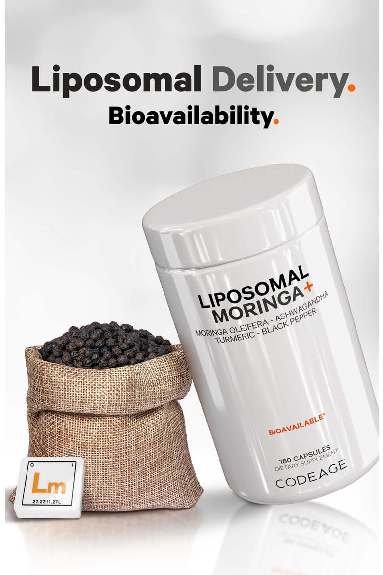 Liposomal Moringa + Turmeric & Ashwagandha Supplement, Alternate, color, White