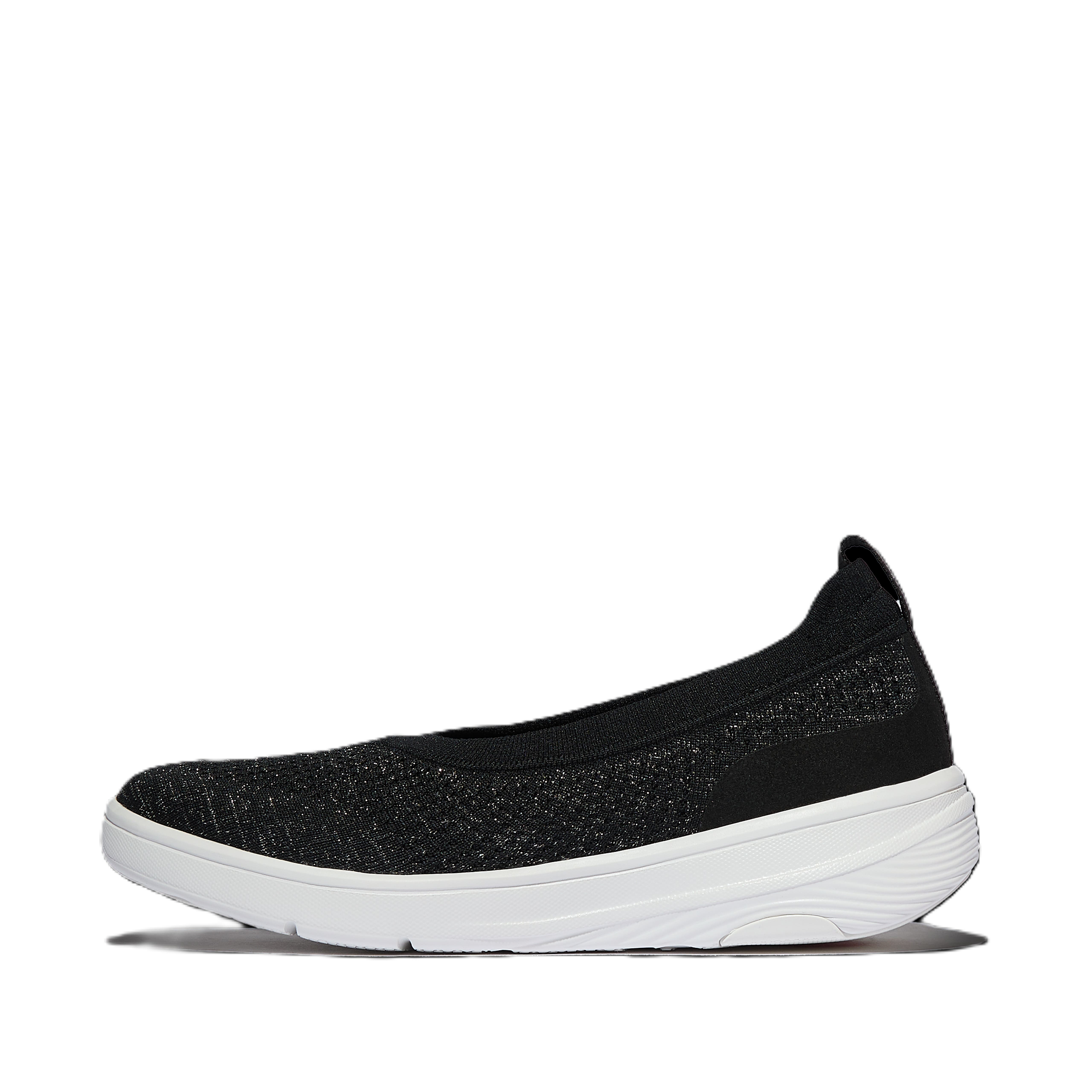 FitFlop Super Q Knit Ballet Flats, Alternate, color, Black/Silvereen