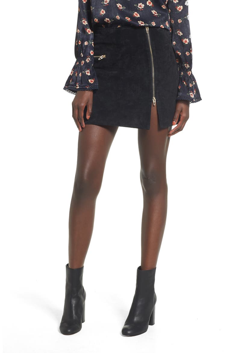 Suede Miniskirt, Main, color, ONYX