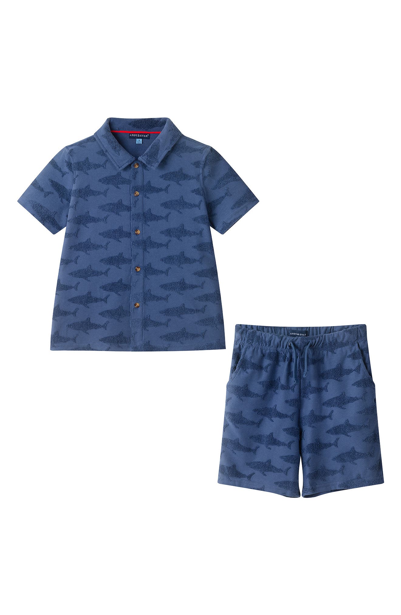 Andy & Evan Kids' Terry Button-Down Shirt & Shorts Set