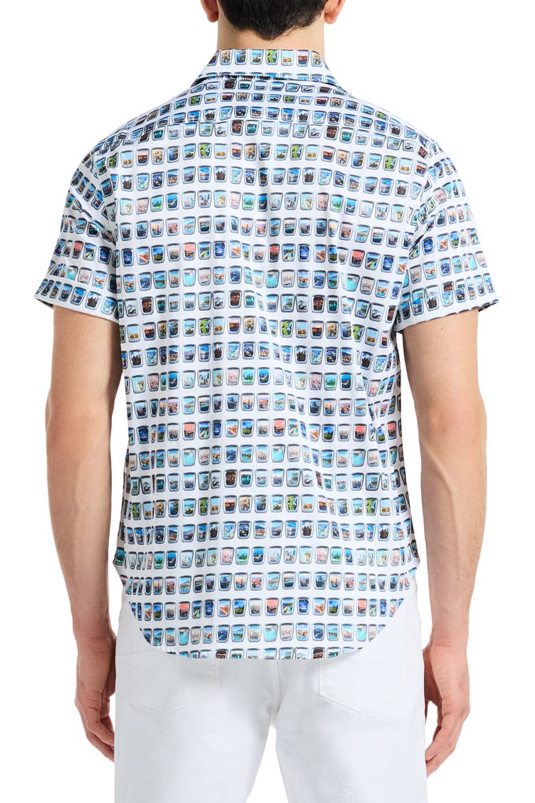Paradis Portal Short Sleeve Stretch Cotton Button-Up Shirt, Alternate, color, WHITE MULTI