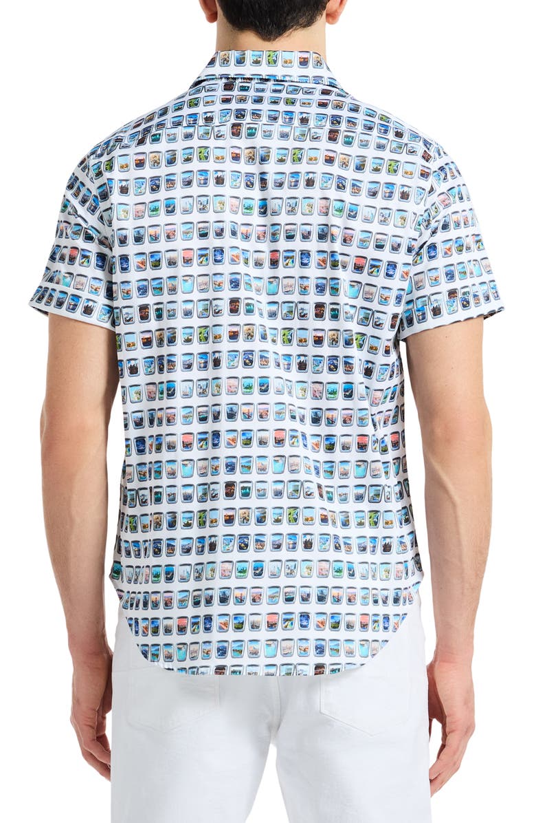 Robert Graham Paradis Portal Short Sleeve Stretch Cotton Button-Up Shirt, Alternate, color, White Multi