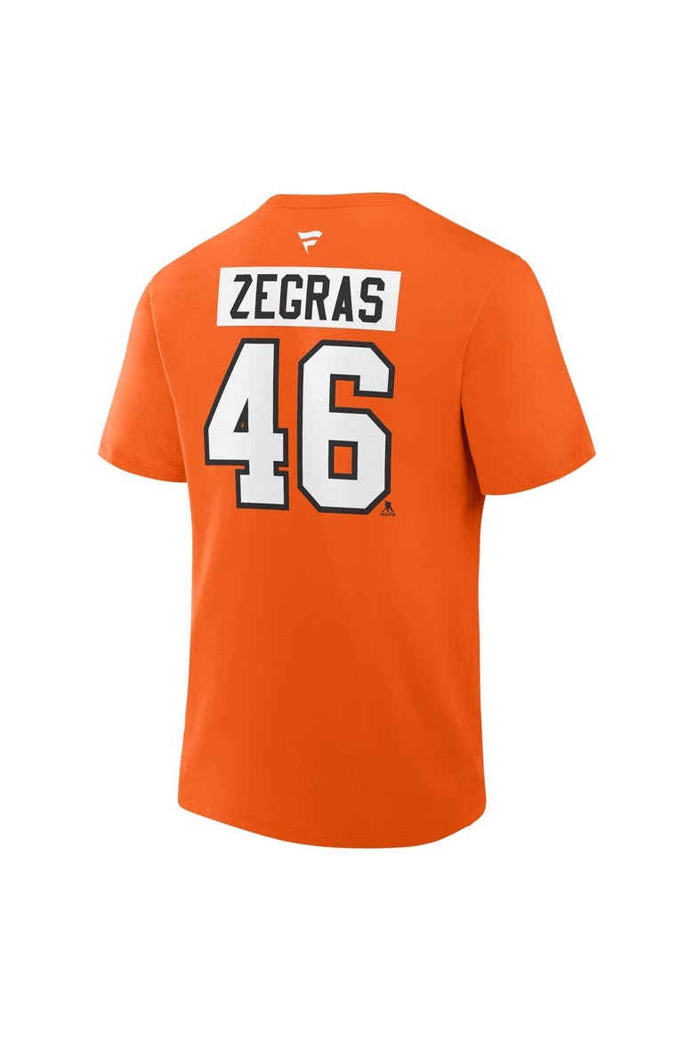Men's Fanatics Trevor Zegras Orange Philadelphia Flyers Authentic Stack Name & Number T-Shirt, Alternate, color, Orange