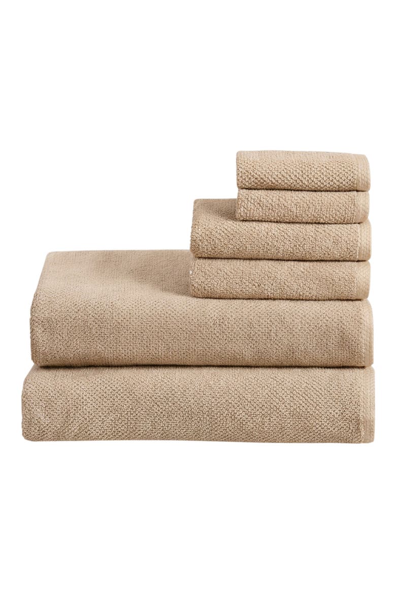 6-Piece Cotton Textured Bath Sheet Set, Main, color, TAUPE
