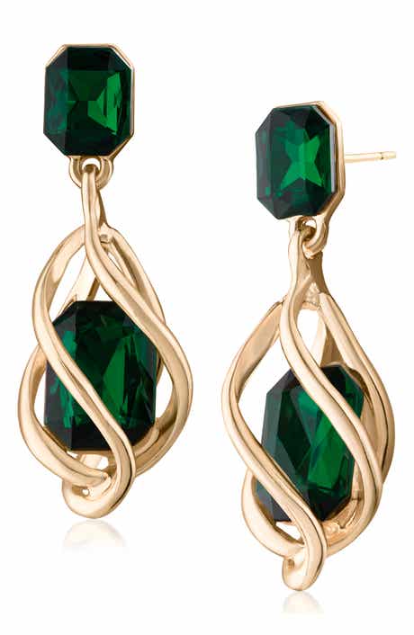 Crystal Caged Drop Earrings