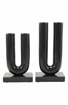 VIVIAN LUNE HOME Set of 2 Aluminum Metal Candleholders