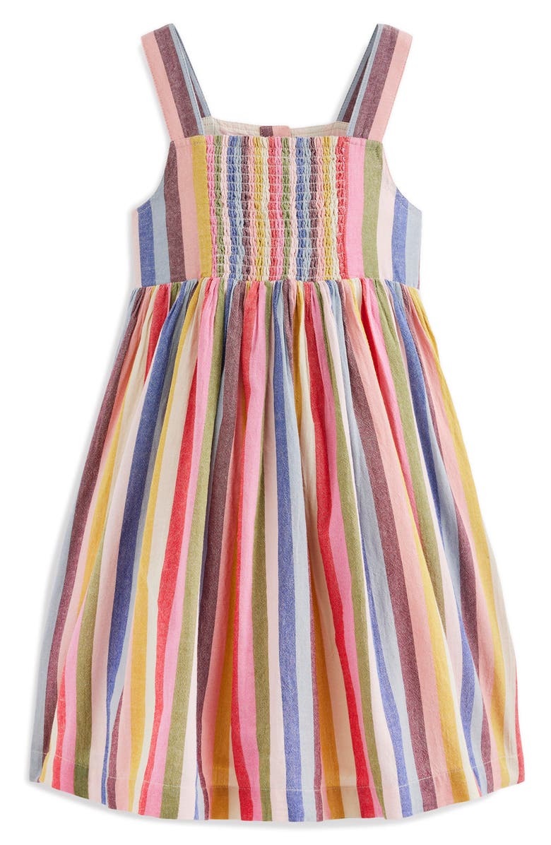 Mini Boden Remy Button Front Cotton Sundress, Alternate, color, Pink/ Green Multi Stripe
