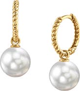 The Pearl Source White South Sea Pearl Hoop Via Earrings