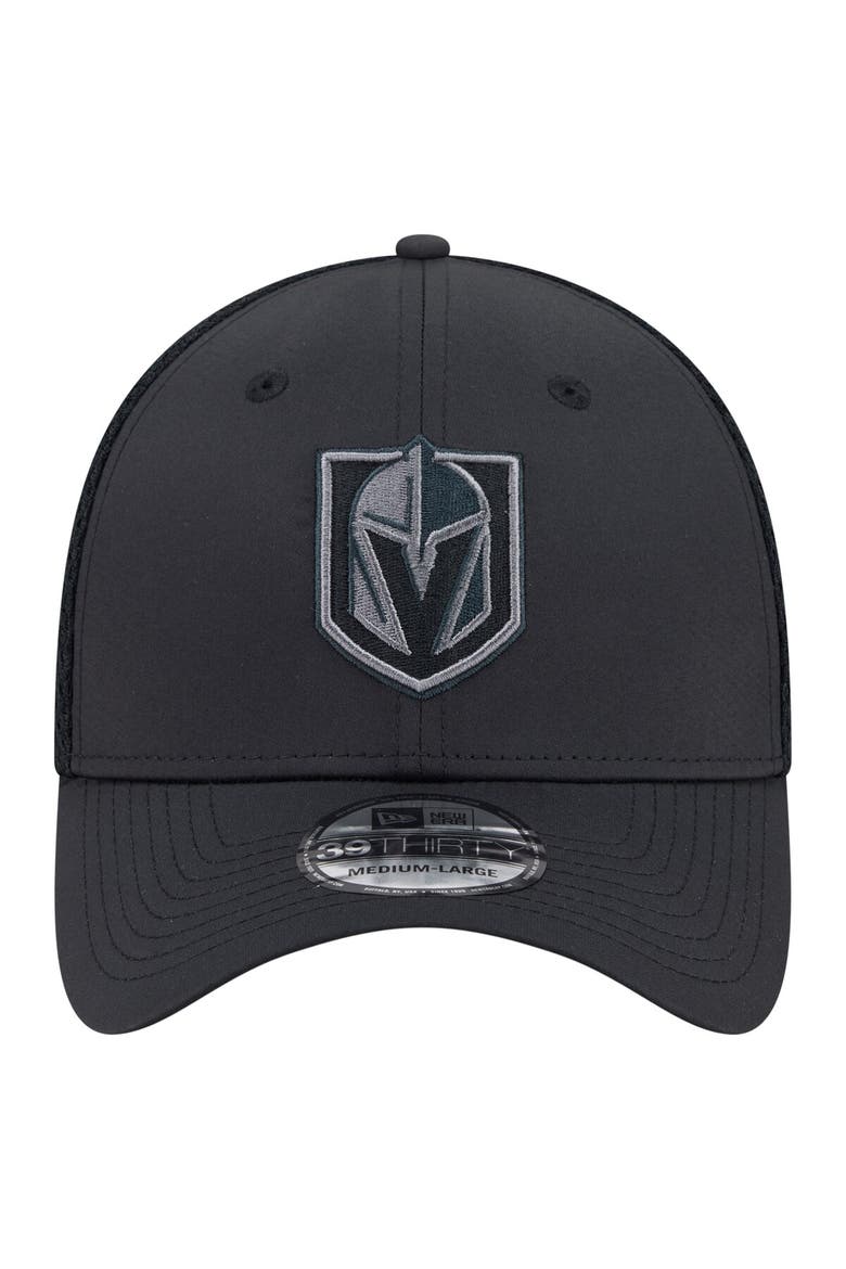 Men's New Era  Black Vegas Golden Knights Blackout 39THIRTY Flex Fit Hat, Alternate, color, Black