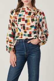 Shoshanna Brushstroke Print Paxton Top