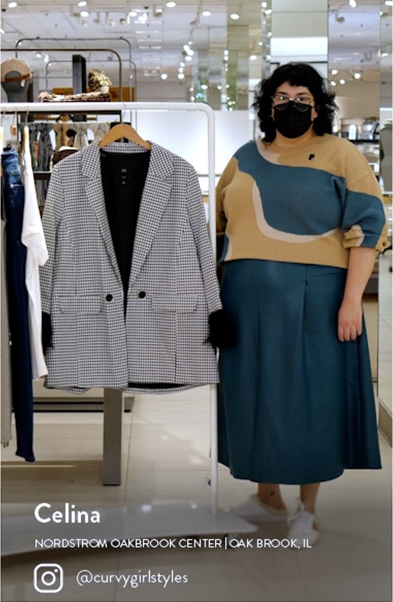 Feather Cuff Check Double Breasted Blazer, sales video thumbnail