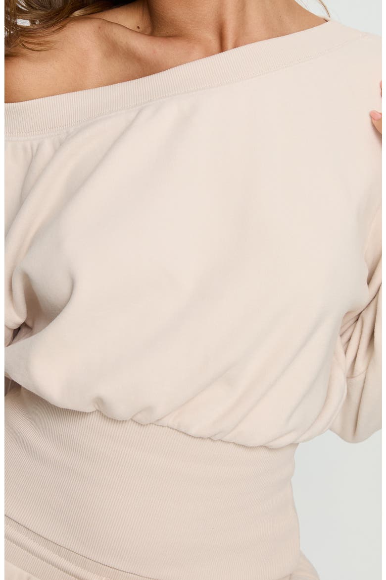Cassey Off the Shoulder Slouchy Sweatshirt, Alternate, color, CREAM
