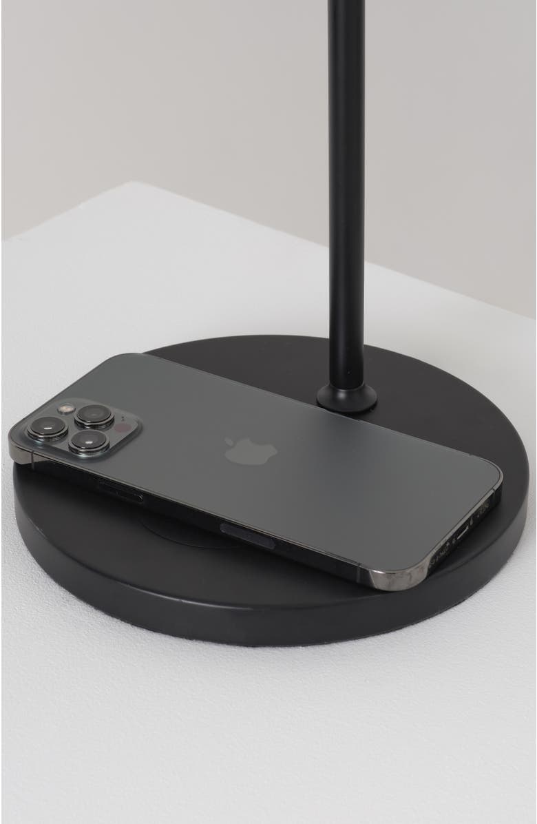 Brightech Leaf 16" Wireless Charging Pad Industrial LED Table Lamp, Black, 3-Way Dimming, Alternate, color, Black