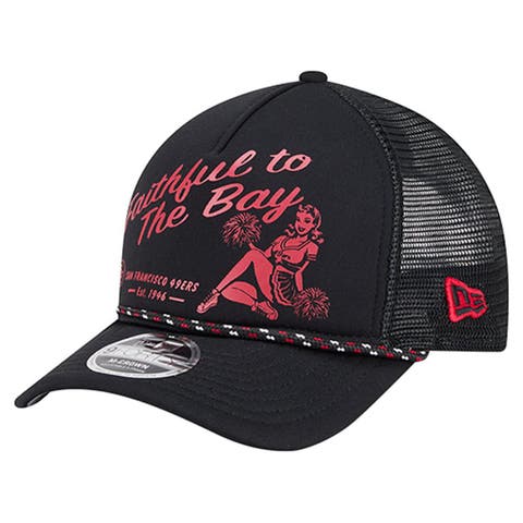 Men
s New Era Black San Francisco 49ers Gas Station 9FORTY A-Frame M-Crown Adjustable Trucker Hat