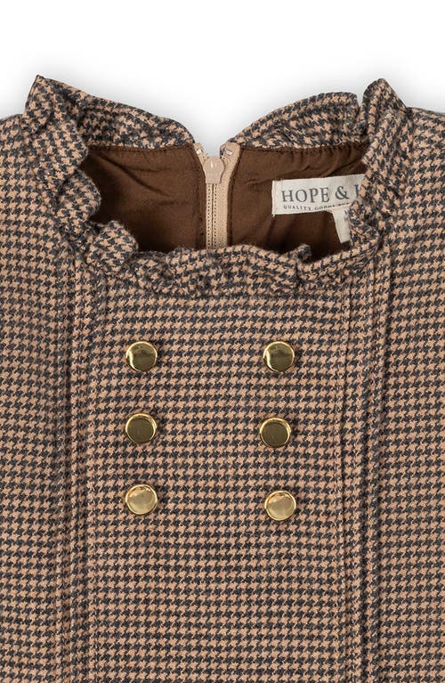 Hope & Henry Kids' Organic Ruffle Collar Pintuck Drop Waist Dress In Brown