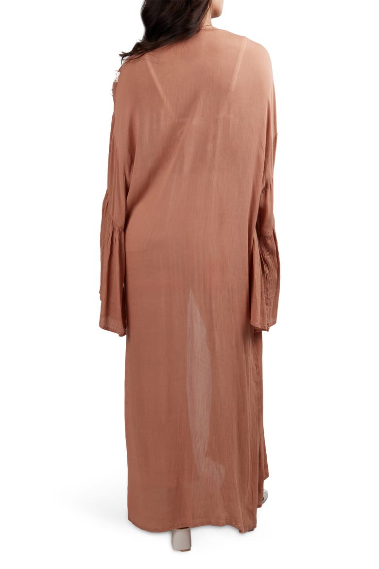 Embroidered Caftan, Alternate, color, BROWN