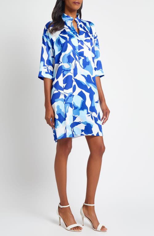Ming Wang Floral Print Crêpe De Chine Dress In Multi