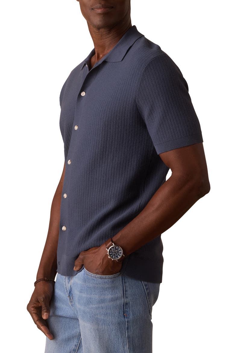 BreezeKnit Short Sleeve Button-Up Shirt, Alternate, color, VINTAGE BLUE