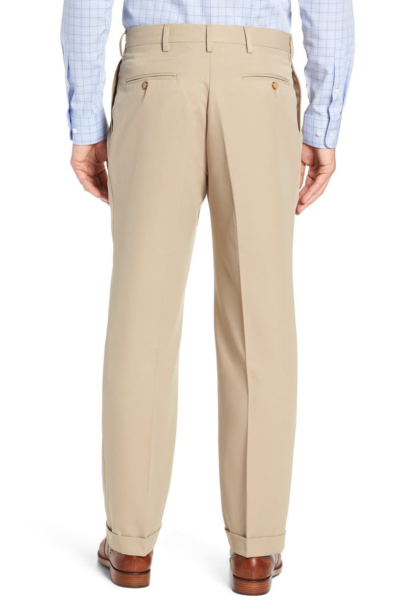 Berle Classic Fit Pleated Microfiber Performance Trousers, Alternate, color, Tan