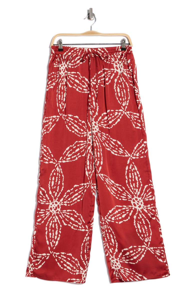 Printed Soft Wide Leg Pants, Alternate, color, RIO RED